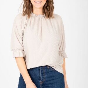 🆕 Piper & Scoot Clipdot Ruffle Blouse